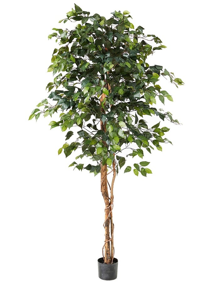 Artificial Ficus Trees Eucalyptus Trees with Silk Leaves,Fake Moss and Sturdy Nursery Pot,Fake Plants for Office Home Decor 180CM