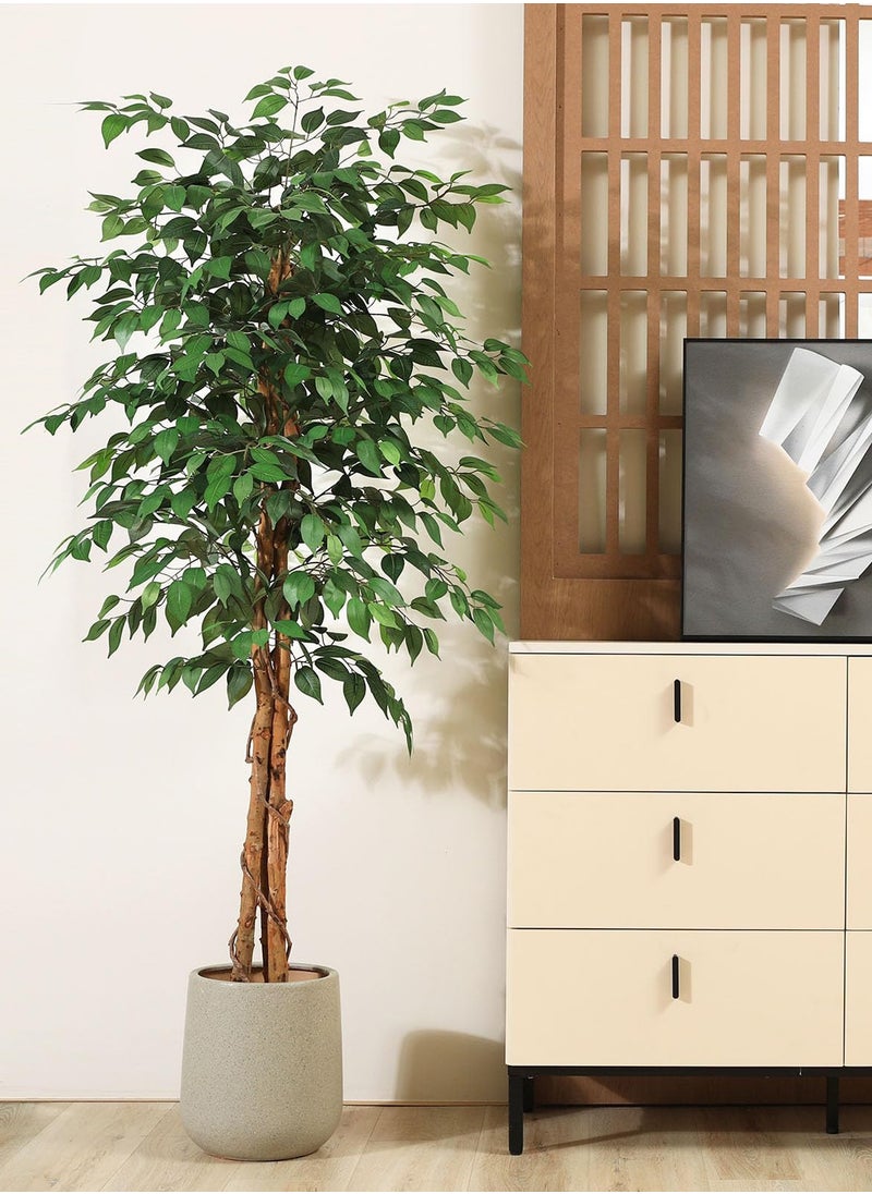 Artificial Ficus Trees Eucalyptus Trees with Silk Leaves,Fake Moss and Sturdy Nursery Pot,Fake Plants for Office Home Decor 180CM