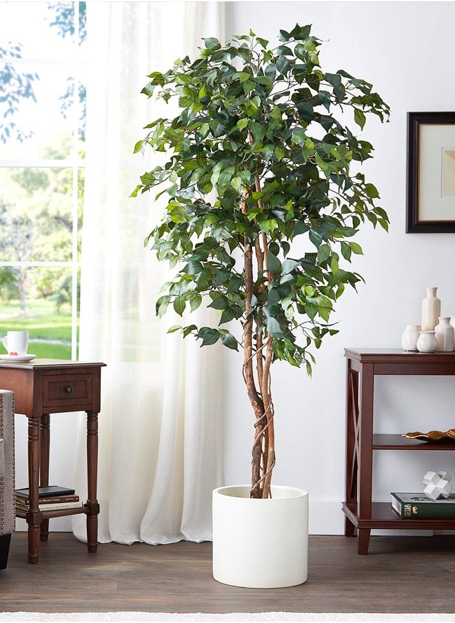 Artificial Ficus Trees Eucalyptus Trees with Silk Leaves,Fake Moss and Sturdy Nursery Pot,Fake Plants for Office Home Decor 180CM