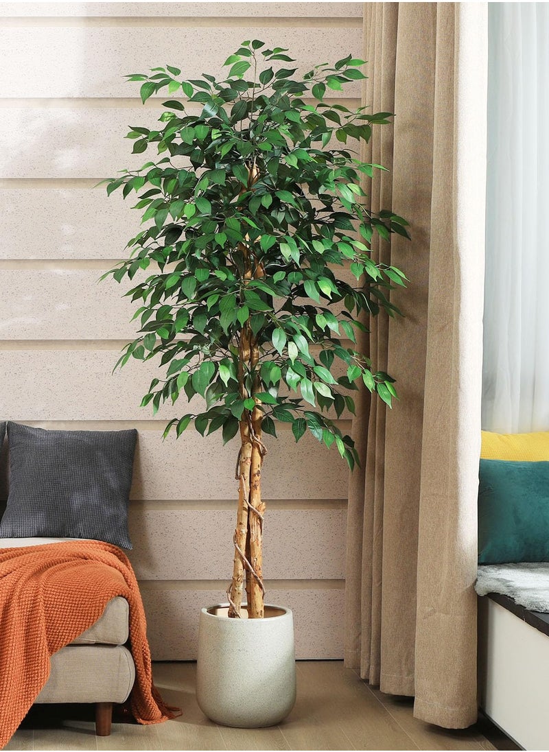 Artificial Ficus Trees Eucalyptus Trees with Silk Leaves,Fake Moss and Sturdy Nursery Pot,Fake Plants for Office Home Decor 180CM