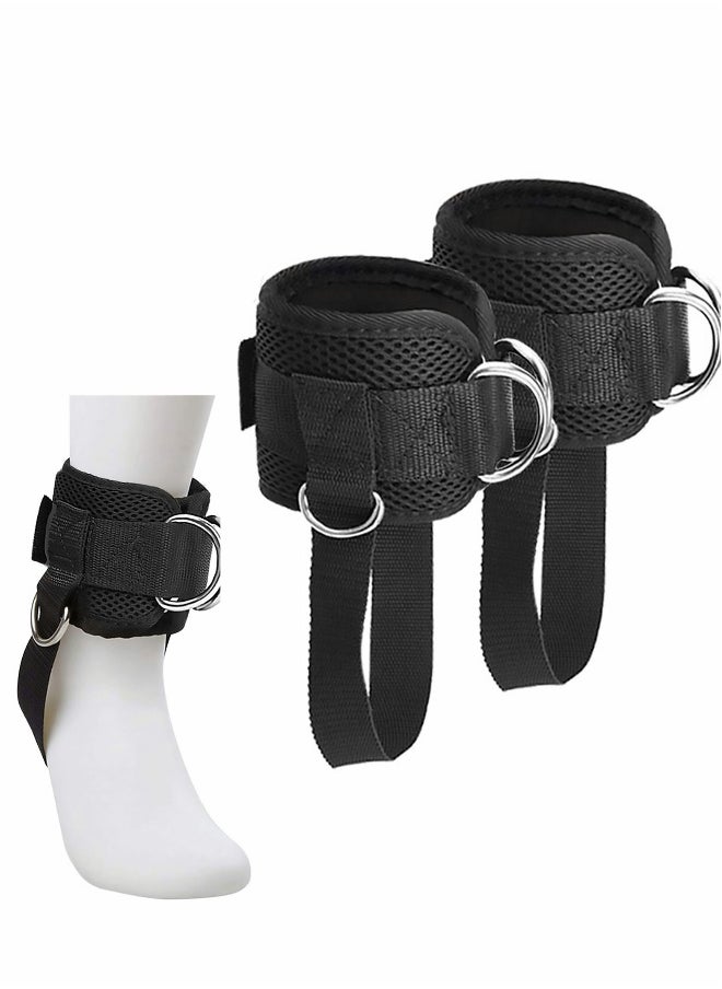 Ankle Straps for Cable Machines, Strong Hook and Loop, Reinforced Double D-Ring, Adjustable Comfort fit Neoprene Premium Cuffs to Enhance Abs, Glute Leg Workouts