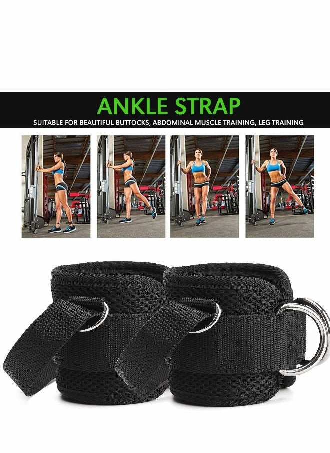 Ankle Straps for Cable Machines, Strong Hook and Loop, Reinforced Double D-Ring, Adjustable Comfort fit Neoprene Premium Cuffs to Enhance Abs, Glute Leg Workouts