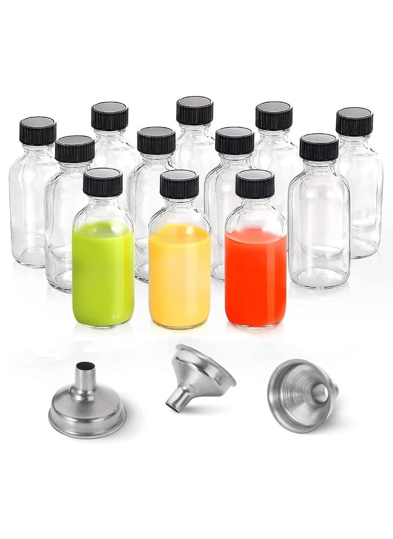 12 Pack 2 Oz Transparent Small Glass Bottle with Lid