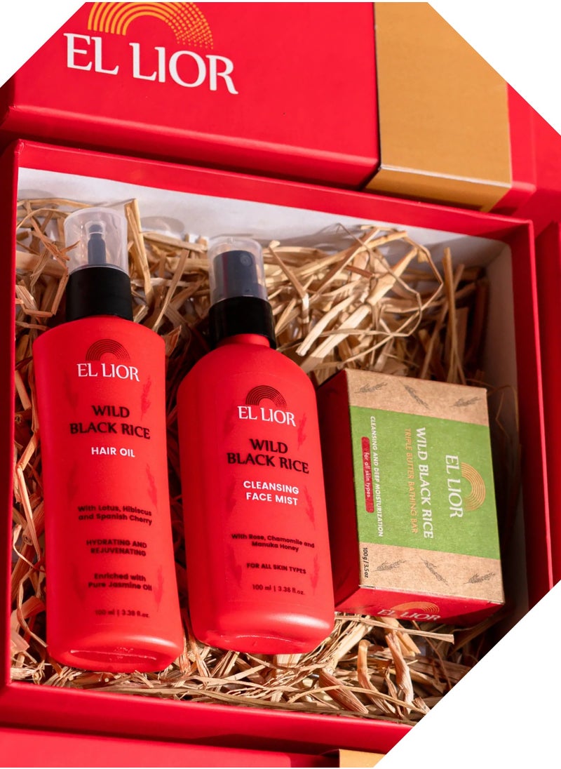 EL LIOR Hydration Luxe Set - Hair Oil, Face Mist, and Triple Butter Bathing Bar