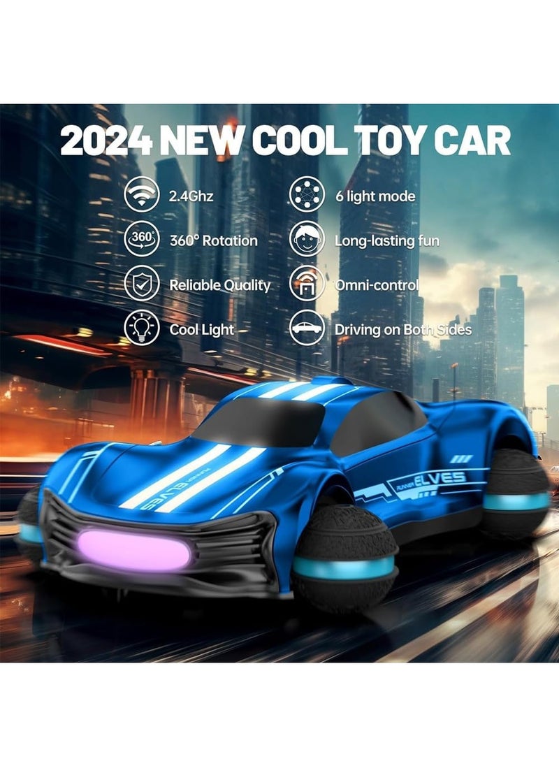 Remote Control Car for Kids Ages 3-12, 1:16 RC Drift Car 360° Rotating Stunt Vehicle with Lights, RC Toy for Boys, Girls & Adults, Race Car Toy Gifts for Indoor/Outdoor Fun - Blue