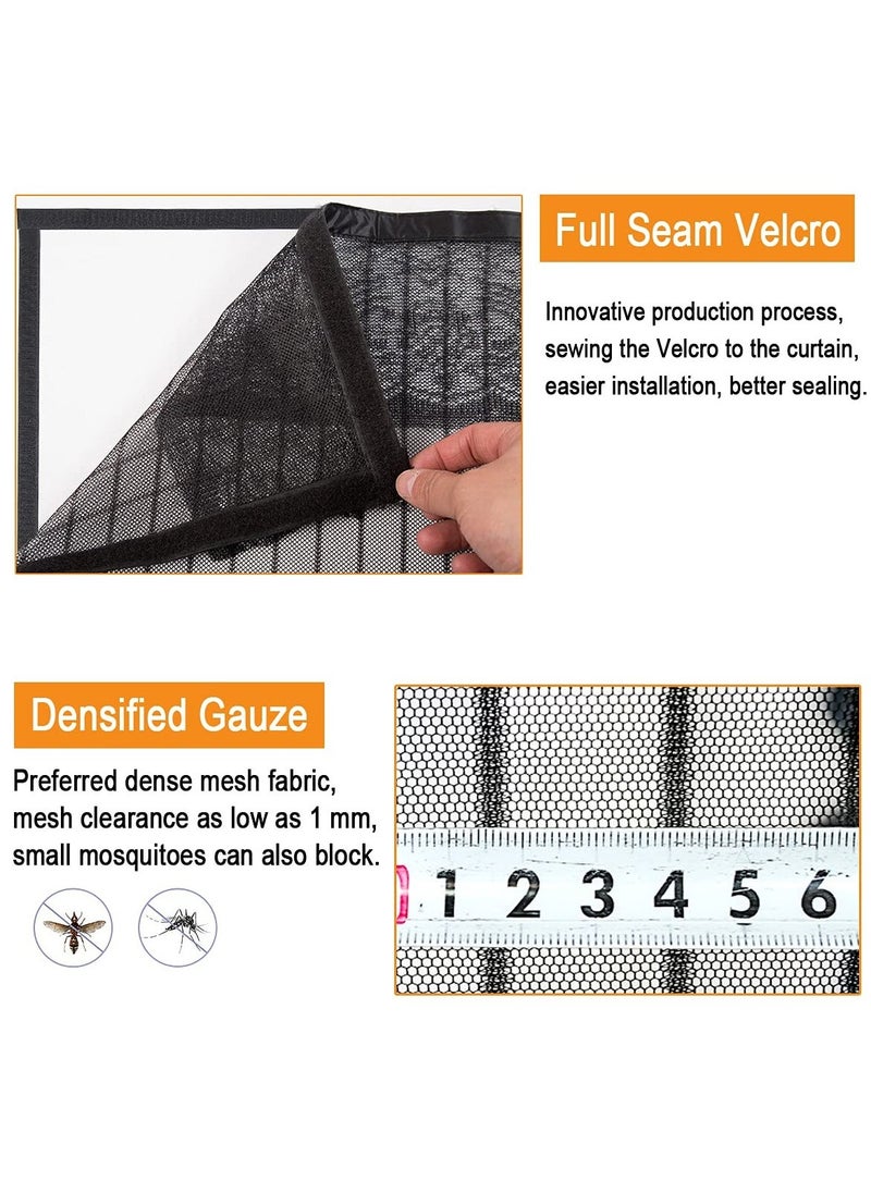 Magnetic Fly Screen Door -  Retractable Mesh with Magnet Sliding Hands Free Net, Pet & Kid Friendly (100x210cm, Black)