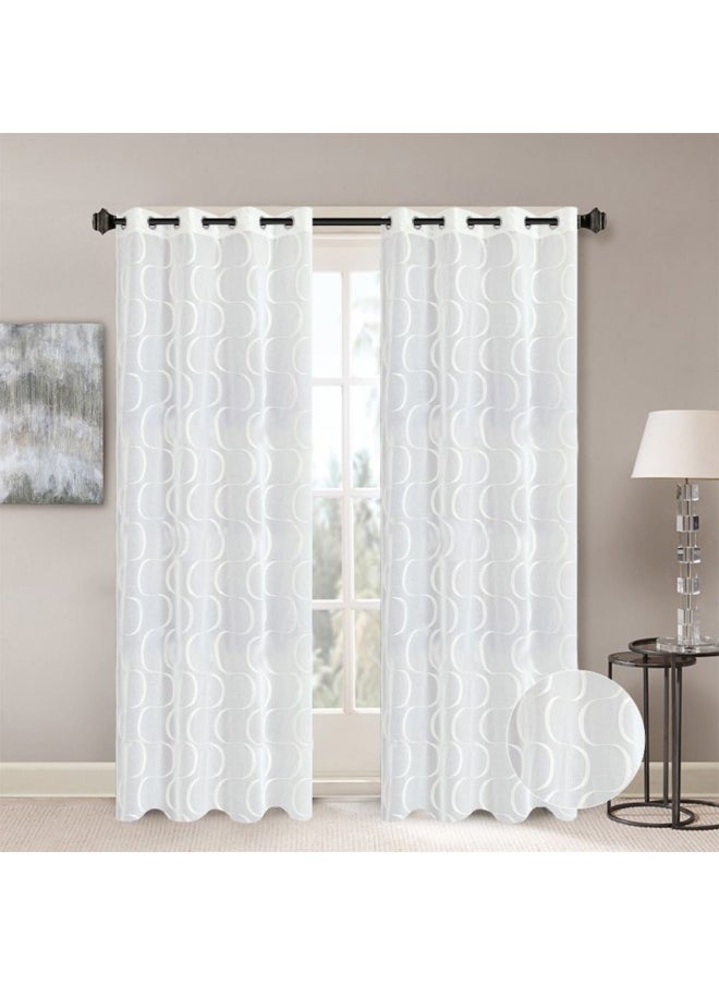 Meadow Set Of 2 Sheer Curtains Light And Airy Window Drapes for Living Room, Bedroom, Dining Room Elegant, Soft, And Stylish Curtains for Home Decor 140X300Cm White