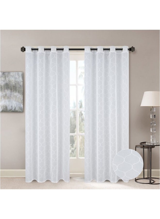 Meadow Set Of 2 Sheer Curtains Light And Airy Window Drapes for Living Room, Bedroom, Dining Room Elegant, Soft, And Stylish Curtains for Home Decor 140X300Cm White