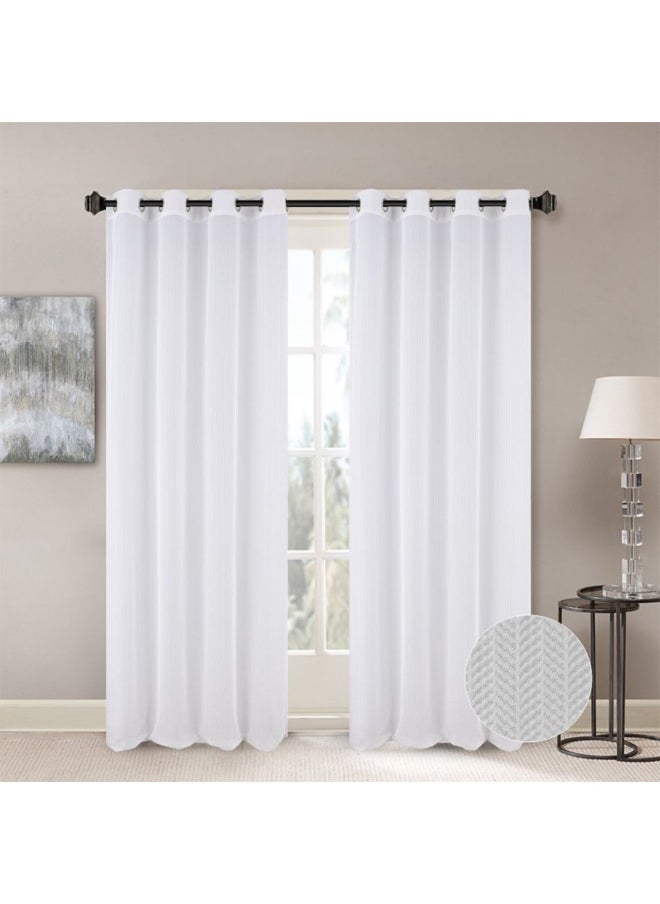 Meadow Set Of 2 Sheer Curtains Light And Airy Window Drapes for Living Room, Bedroom, Dining Room Elegant, Soft, And Stylish Curtains for Home Decor 140X300Cm White