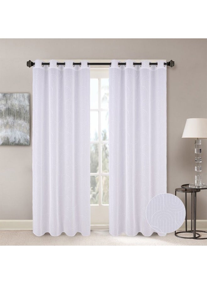 Meadow Set Of 2 Sheer Curtains Light And Airy Window Drapes for Living Room, Bedroom, Dining Room Elegant, Soft, And Stylish Curtains for Home Decor 140X300Cm White