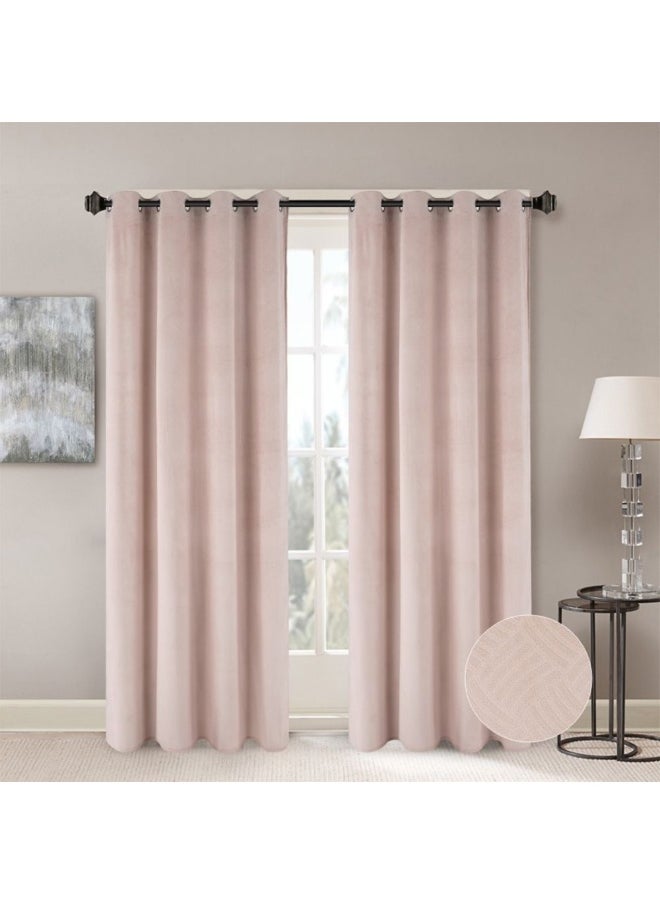 Meadow Set Of 2 Jacquard Curtains Elegant Window Drapes for Living Room, Bedroom, And Dining Room Soft, Stylish, And Room Darkening Curtains 140X300Cm Off - White