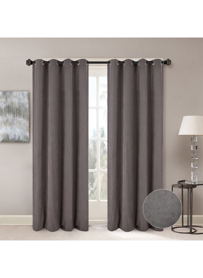 Meadow Set Of 2 Jacquard Curtains Elegant Window Drapes for Living Room, Bedroom, And Dining Room Soft, Stylish, And Room Darkening Curtains 140X300Cm Grey