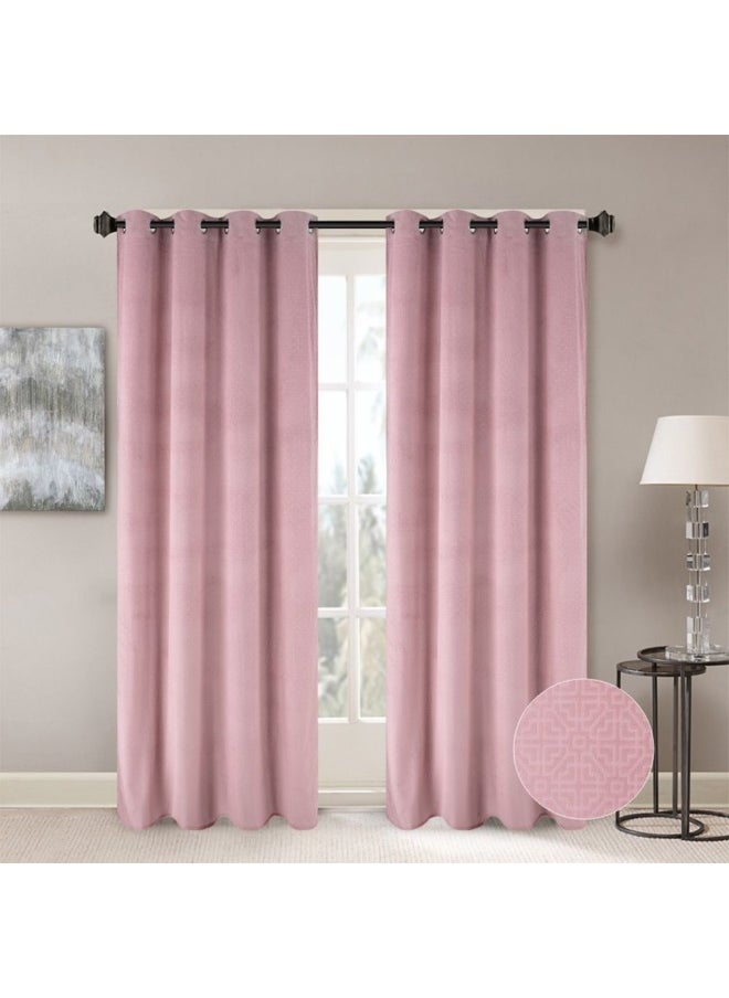 Meadow Set Of 2 Jacquard Curtains Elegant Window Drapes for Living Room, Bedroom, And Dining Room Soft, Stylish, And Room Darkening Curtains 140X300Cm Rose