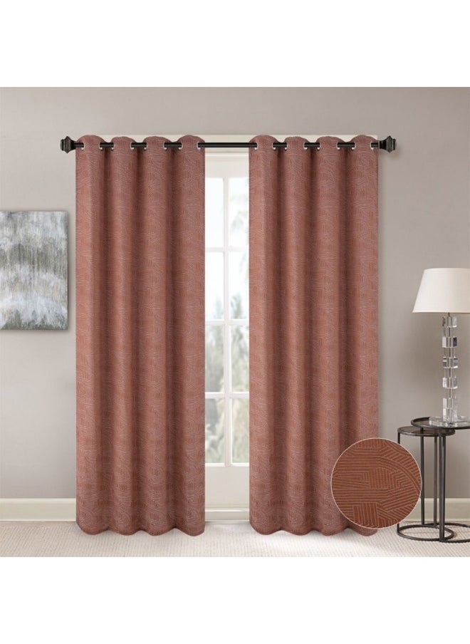 Meadow Set Of 2 Jacquard Curtains Elegant Window Drapes for Living Room, Bedroom, And Dining Room Soft, Stylish, And Room Darkening Curtains 140X300Cm Brown