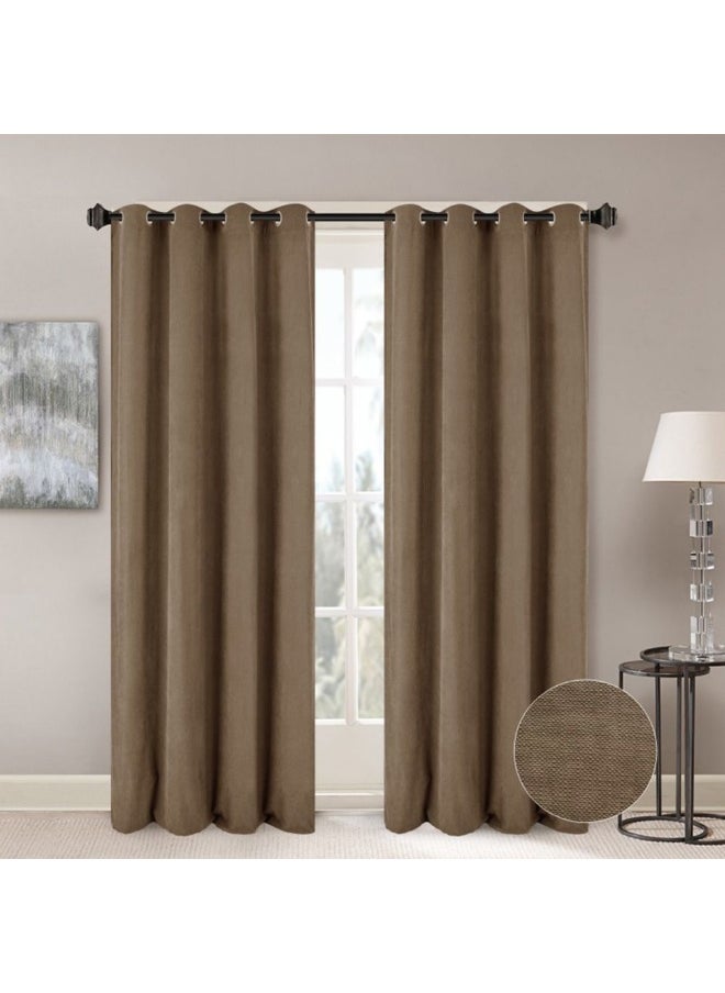 Meadow Set Of 2 Jacquard Curtains Elegant Window Drapes for Living Room, Bedroom, And Dining Room Soft, Stylish, And Room Darkening Curtains 140X300Cm Brown