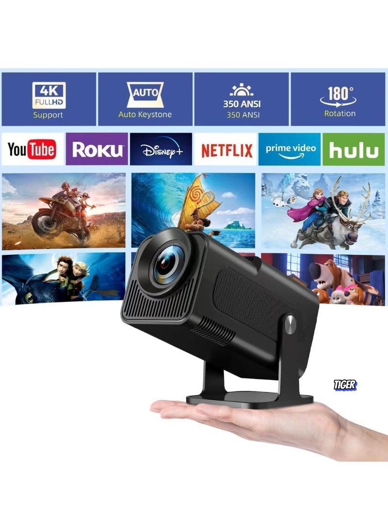 Mini 4K Native 1080P Smart Projector – Android TV 11.0, WiFi & Bluetooth, Auto Keystone, 10000 Lumens, 180-Degree Rotation, Short Throw – Ultimate Home Theater Experience