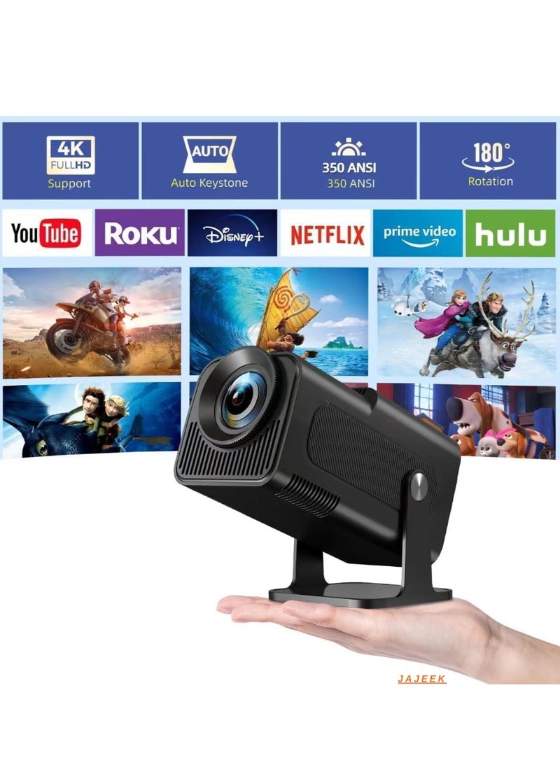 Mini 4K Native 1080P Smart Projector – Android TV 11.0, WiFi & Bluetooth, Auto Keystone, 10000 Lumens, 180-Degree Rotation, Short Throw – Ultimate Home Theater Experience