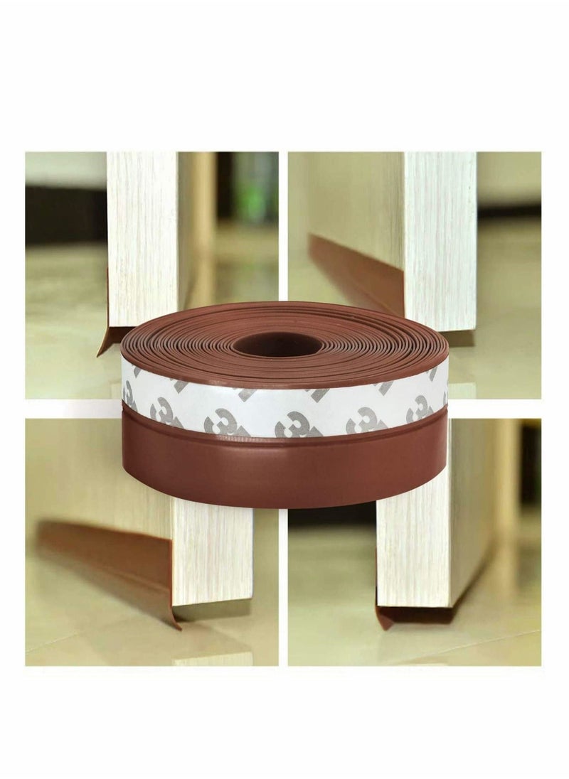 16 Feet Silicone Seal Strip, Door Weather Stripping Door Seal Strip Window Seal Silicone Sealing Tape for Door Draft Stopper Adhesive Tape for Doors Windows and Shower Glass - Brown, 25MM