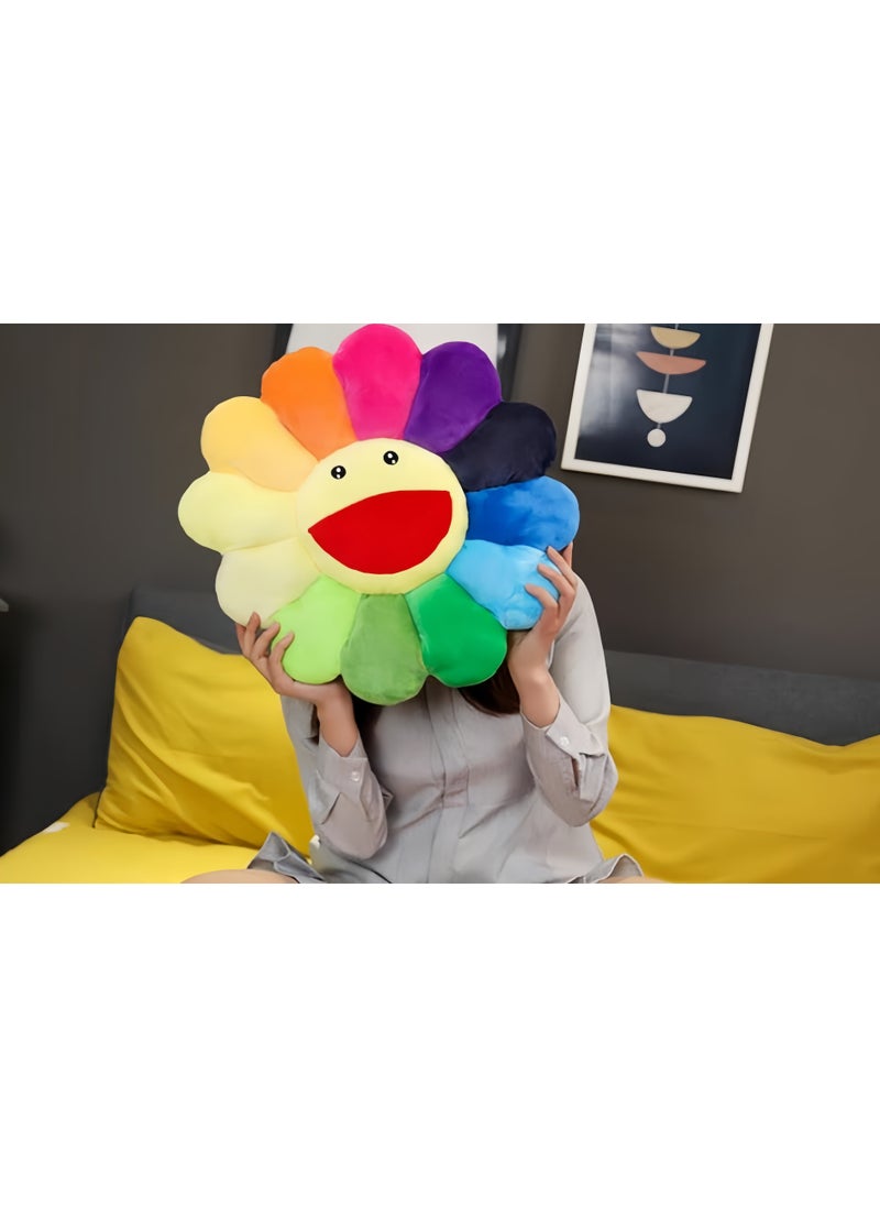 Rainbow Flower Pillow - This flower pillow can be used as a cushion/backrest/floor cushion, as well as a colorful flower pillow (17 inches, color) for bedroom and home decor (multicolor)