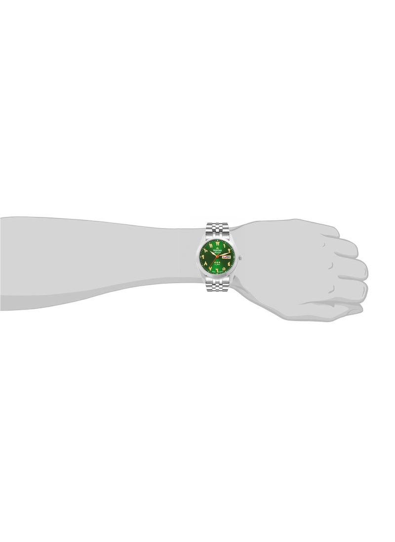 Tristar NJ Men's Automatic Watch Arabic Green Dial Stainless Steel Bracelet Wrist Watch for Men (TS-BA34GMSSM03)