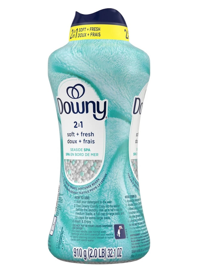 Downy 2-in-1 Soft + Fresh Fabric Softener Seaside Spa Soft On Babies Sensitive Skin, 910 g