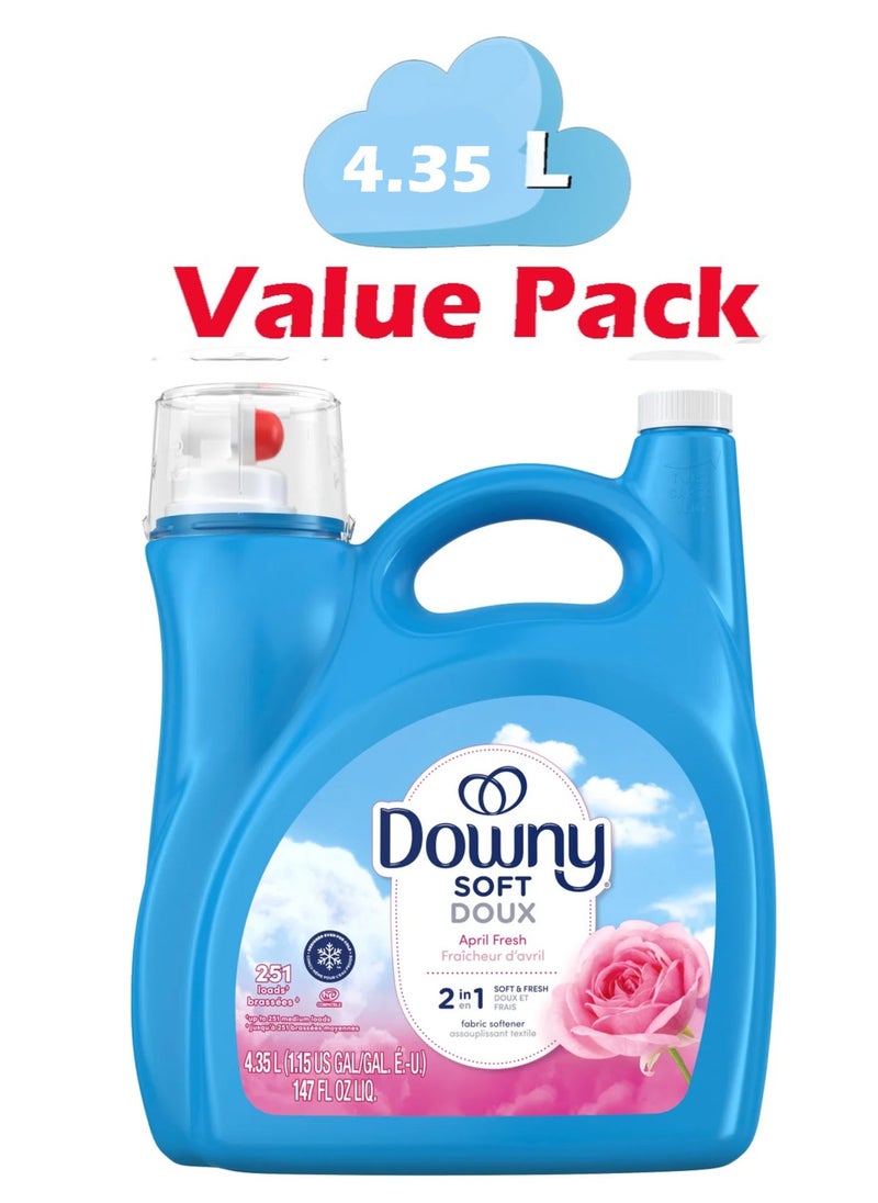 Downy Soft Liquid Fabric Softener And Conditioner With April Fresh sent for Sensitive Skin  251 Loads, 4.35 L