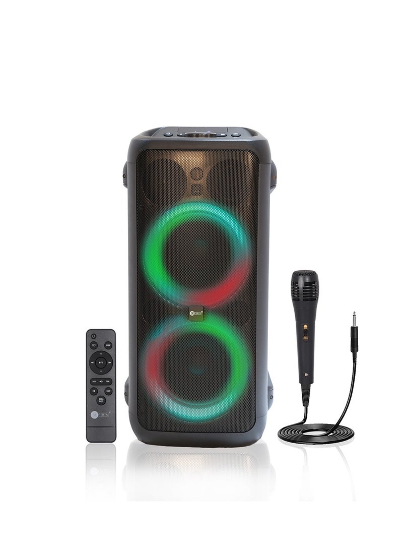 Party Speaker, 100 Watts, 12.76kg, 4500Ma Battery, Side Handle and Wheels, With Remote Control, 2 Years Warranty AF-100PSBK Black