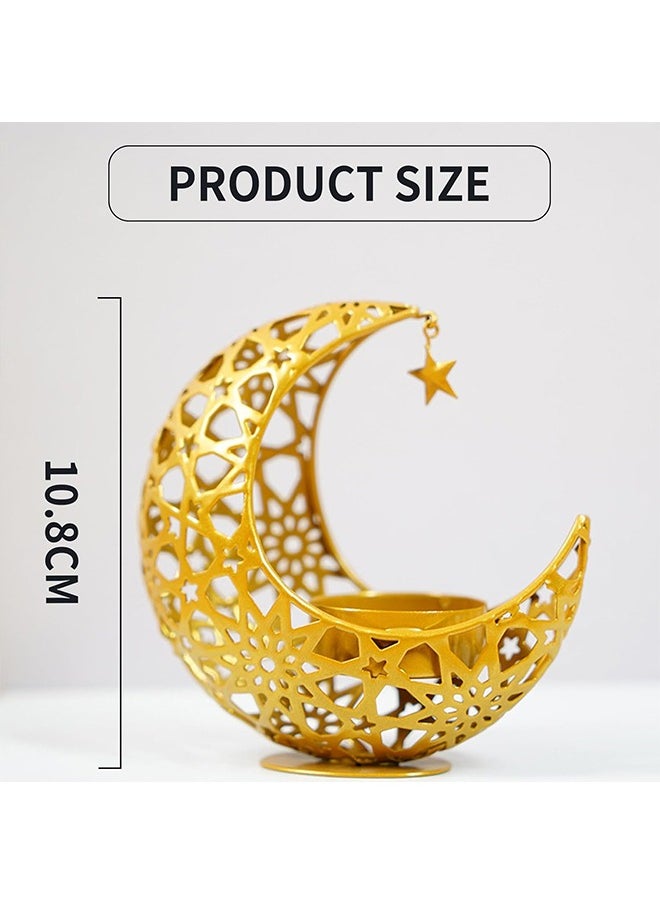 Ramadan Decorations,Ramadan Candle Holders Metal Tea Light Candle Holders for Eid Mubarak Table Decor - Gold