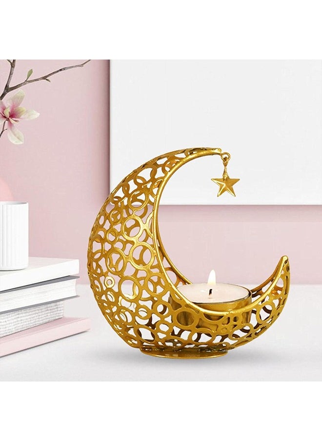 Ramadan Decorations,Ramadan Candle Holders Metal Tea Light Candle Holders for Eid Mubarak Table Decor - Gold