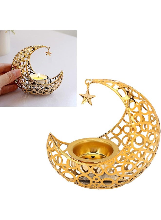 Ramadan Decorations,Ramadan Candle Holders Metal Tea Light Candle Holders for Eid Mubarak Table Decor - Gold