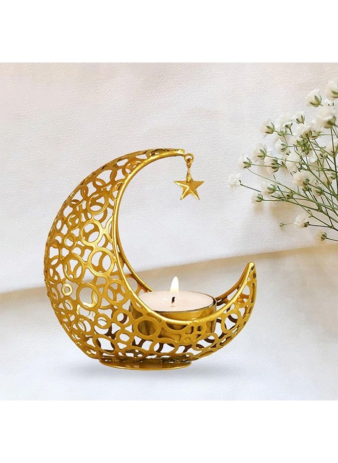 Ramadan Decorations,Ramadan Candle Holders Metal Tea Light Candle Holders for Eid Mubarak Table Decor - Gold