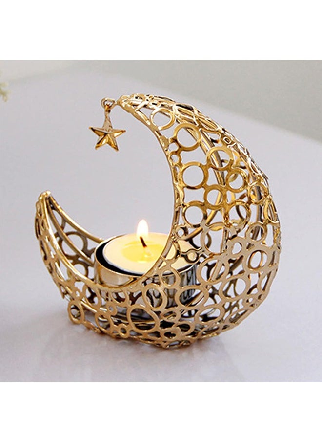 Ramadan Decorations,Ramadan Candle Holders Metal Tea Light Candle Holders for Eid Mubarak Table Decor - Gold