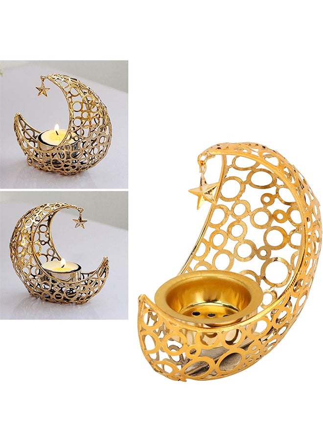 Ramadan Decorations,Ramadan Candle Holders Metal Tea Light Candle Holders for Eid Mubarak Table Decor - Gold