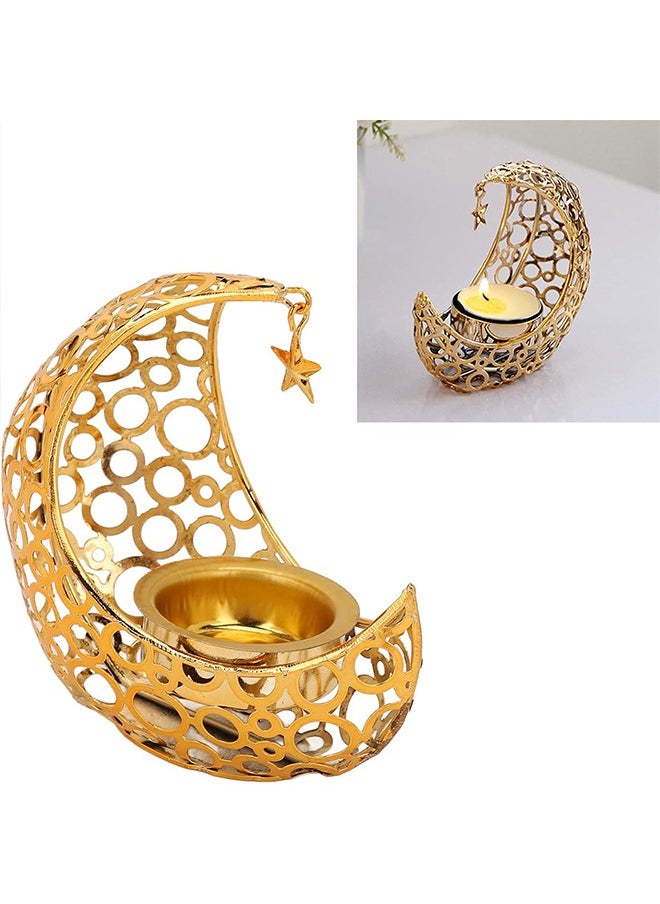 Ramadan Decorations,Ramadan Candle Holders Metal Tea Light Candle Holders for Eid Mubarak Table Decor - Gold