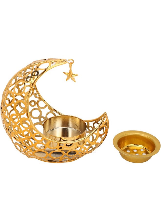 Ramadan Decorations,Ramadan Candle Holders Metal Tea Light Candle Holders for Eid Mubarak Table Decor - Gold