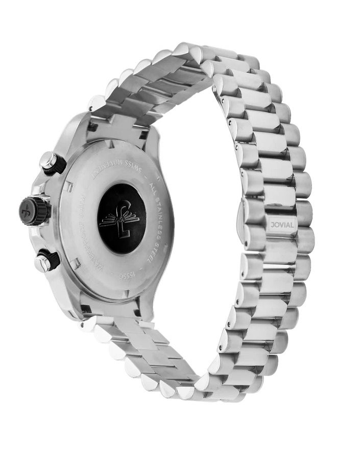 JOVIAL 1555 GSMC 01E Men's Watch – 42MM, Stainless Steel Band, Elegant Design