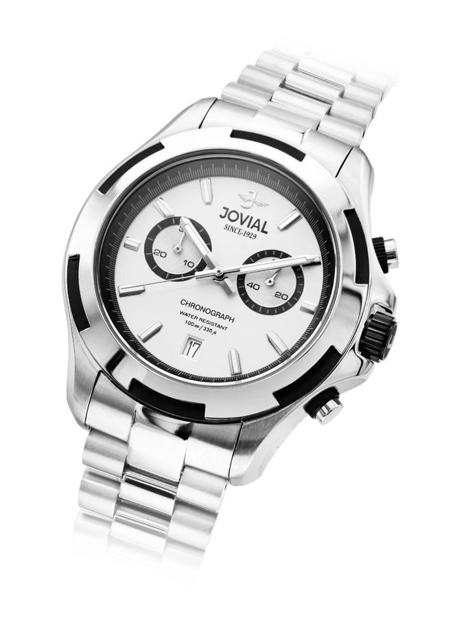 JOVIAL 1555 GSMC 01E Men's Watch – 42MM, Stainless Steel Band, Elegant Design