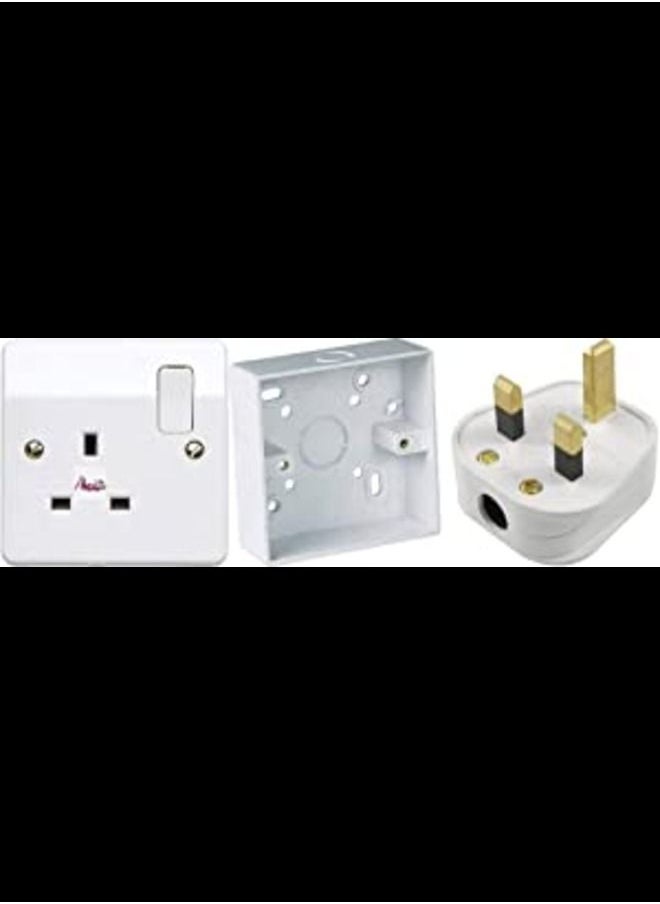 13Amp Switch Socket With 3x3 PVC Box & Top Plug