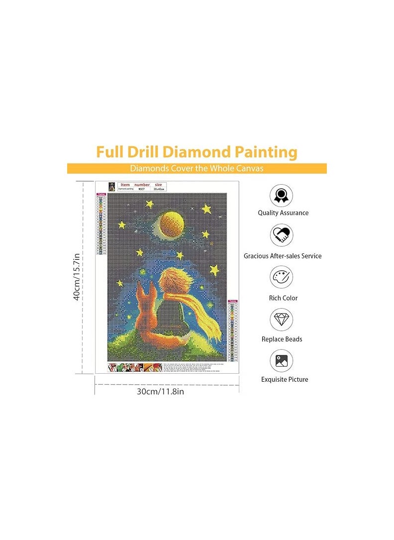 HASTHIP® Diamond Painting Kit, 12x16inch The Little Prince and Wolf 5D Diamond Painting Kit for Adults & Kids, Very Suitable for Home Leisure and Wall Decoration, Gift for Kids and Adults