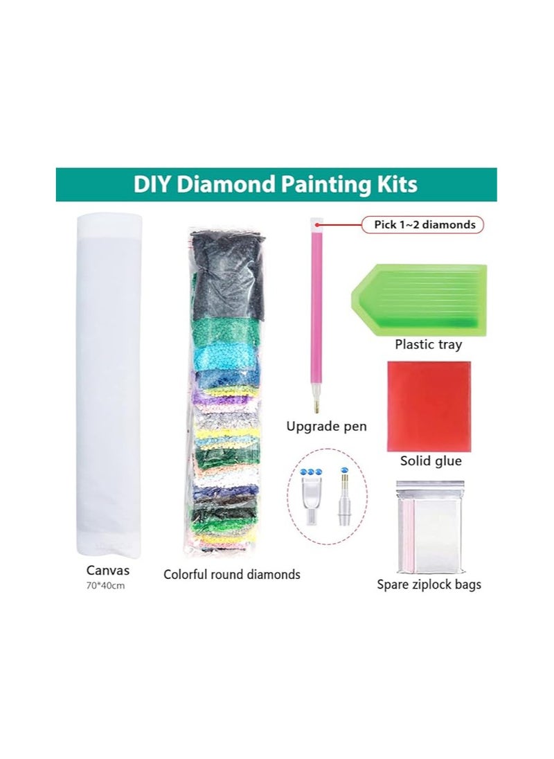 HASTHIP® 5D Diamond Painting Kit, 27.5 X 15.7inch Large Size Aurora Lake Diamond Painting Kits for Adults, DIY Full Drill Crystal Rhinestone Arts and Crafts, Art Diamond Painting for Home Wall Decor