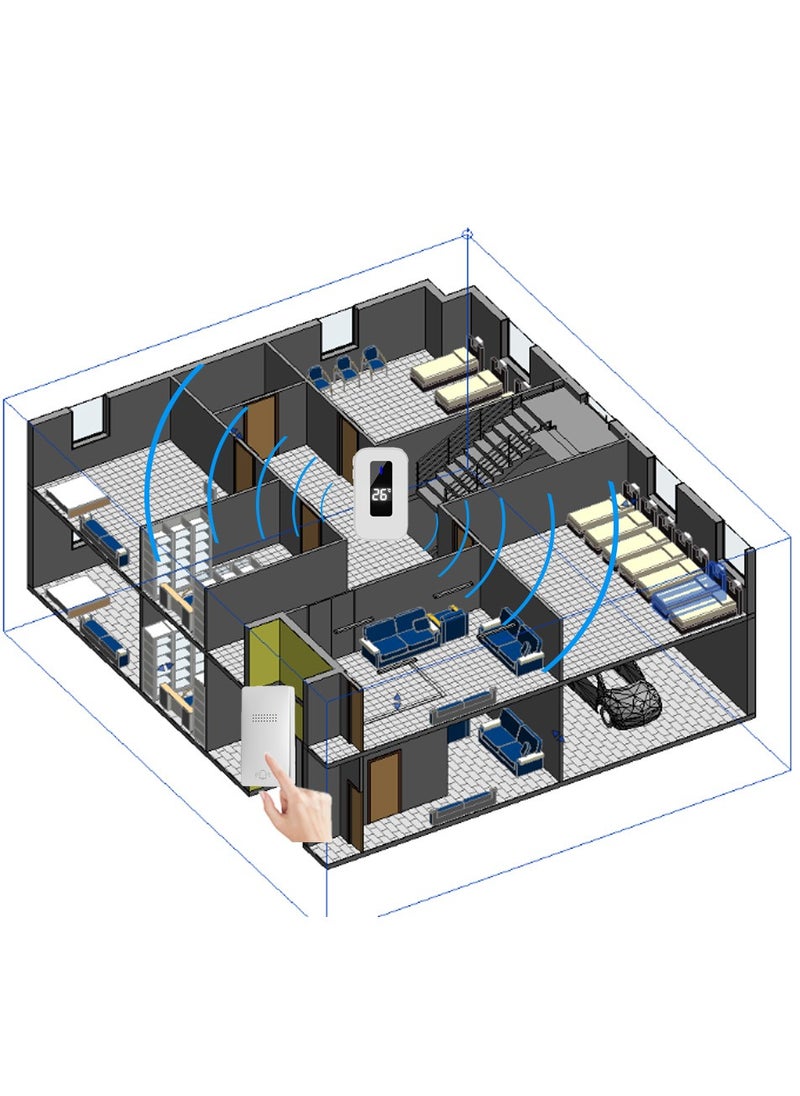Wireless Waterproof Doorbell with Temperature Display for Office and Home Use