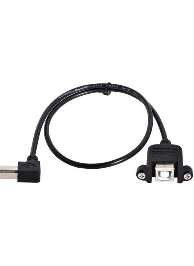 90 Degree Left Angled USB B Type Male to Female extension cable with screws for Panel Mount 50cm