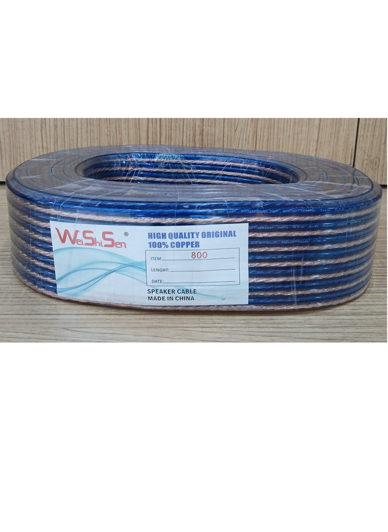 High Quality Original 100% Copper; Speaker Cable #800 & Cores 2 Strand for Car Audio,  Home Wifi, Transparent Red & Blue