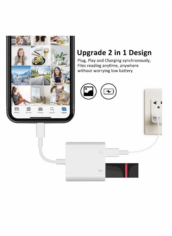 Suitable for Iphone/Ipad Usb Adapter, Otg Adapter, Usb Camera Adapter, Plug And Play, With Fast Charging Port, Compatible With Card Reader/Usb Flash Drive/Keyboard/Mouse