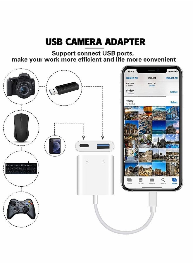 Suitable for Iphone/Ipad Usb Adapter, Otg Adapter, Usb Camera Adapter, Plug And Play, With Fast Charging Port, Compatible With Card Reader/Usb Flash Drive/Keyboard/Mouse