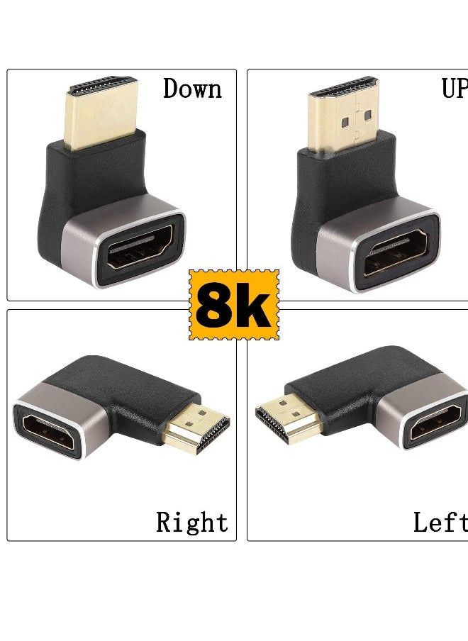 2 Pack HDMI 2.1 Down 90 Degree Male to Female Adapter, 8K 270 Degree Angle HDMI, Support 8K@60Hz/4K@120Hz HDR, Suitable for HDTV Switch Laptop PS4 PS5 Xbox TV Projector