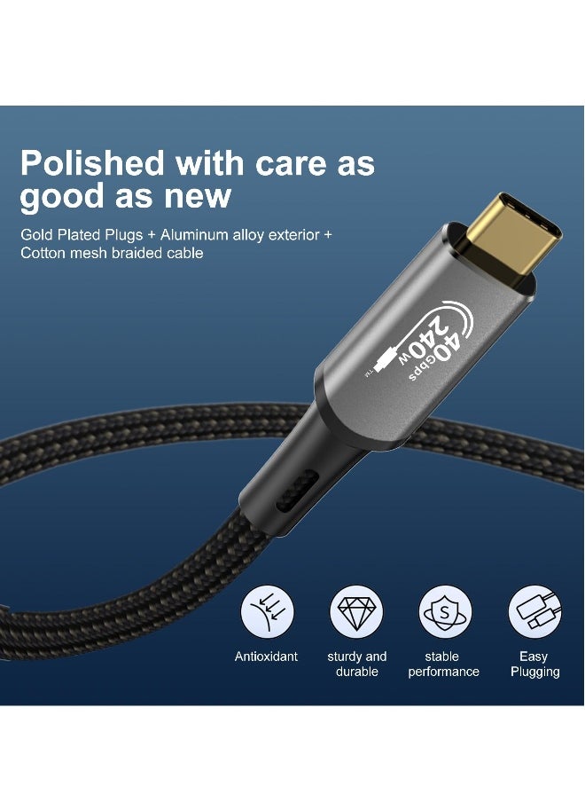 USB-C 4.0 Extension Cable with Thunderbolt 4.0 Cable , 240W Charging, 40Gbps Data, 8K@60Hz, PD3.1, Female Connector, Compatible with MacBook, Dock, Hub, SSD