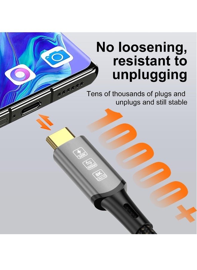 USB-C 4.0 Extension Cable with Thunderbolt 4.0 Cable , 240W Charging, 40Gbps Data, 8K@60Hz, PD3.1, Female Connector, Compatible with MacBook, Dock, Hub, SSD