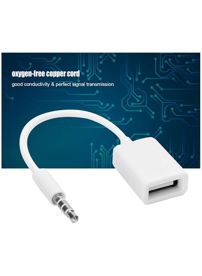 3.5mm Jack to USB Cable, Jack Audio Adapter, Pliable Waterproof 3.5mm Jack to USB Female AUX Audio Cable Converter Adapter Cord, Oxygen Copper for CD Player Computer