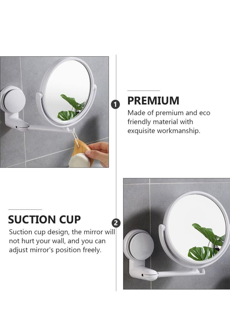 Wall-Mount Swivel Mirror - Double-Sided Adjustable Makeup Mirror with Suction for Bathroom Use.